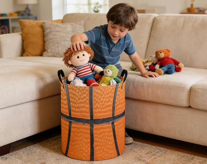 Kids Laundry Basket Basketball Hamper for Nursery Boys Hamper Cute Kids Storage Bin Room Decor for Home(Basketball)