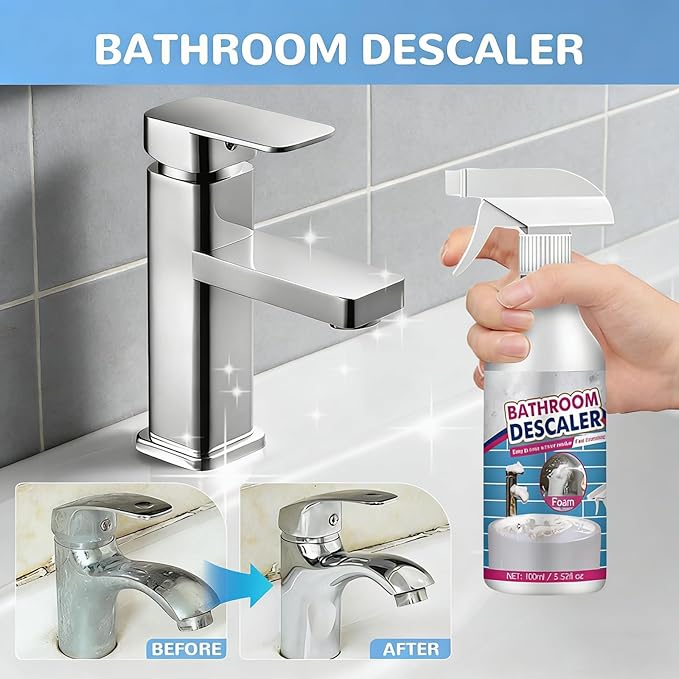 Bathroom Descaler Foam Cleaner - Quickly Dissolves Hard Water Stains,Soap Scum & Limescale,Bathroom Cleaner Spray,Use on Tiles,Shower Glass and Sink Rinse Cleaning Foam (3 PCS)