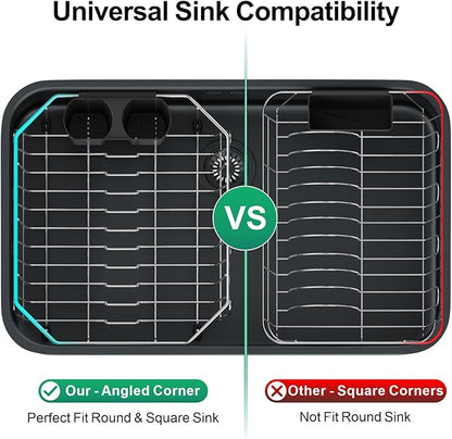 GSlife Small in Sink Dish Drying Rack - Stainless Steel Compact Dish Drainer for RV Kitchen Apartment Sink, Rust Resistant Inside Sink Rack, 1–2 Person Households, 11.6" W x 13.4" L, Silver
