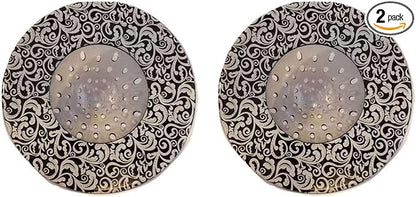 Handy Housewares 5.25" Diameter Decorative Designer Pattern Kitchen Sink Strainer/Food Trap (Two Pack, Black Pattern)