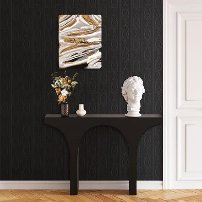 JiffDiff Wallpaper Peel and Stick Textured, 3D Black Embossed Wall Paper Stick on Wallpaper Modern Waterproof Self Adhesive Contact Paper(17.3" x 120")