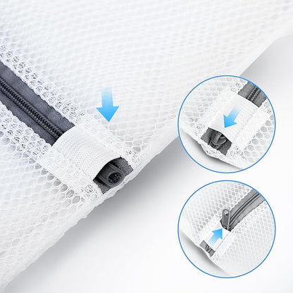 4PCS Large Mesh Laundry Bags for Delicates - 12x16 Inch White Honeycomb Wash Bags for Lingerie, Sweaters, Shoes