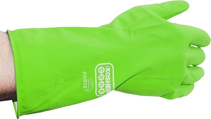 The Kosher Cook Parve Green Nitrile Cleaning Gloves- Comfortable Flock Lining and Top Durability for Dishwashing and Household – X-Large – Color Coded Home and Kitchen Accessories