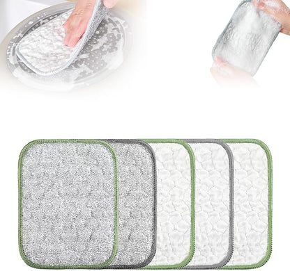 Multipurpose Wire Dishwashing Cloth, 2025 Upgraded Double-Sided Cleaning Cloth, Silver Stainless Steel Cloth and Multi-Layer Cotton Thread, Metal Scrubbing Pads Sponge Cloths for Home Kitchen (5)