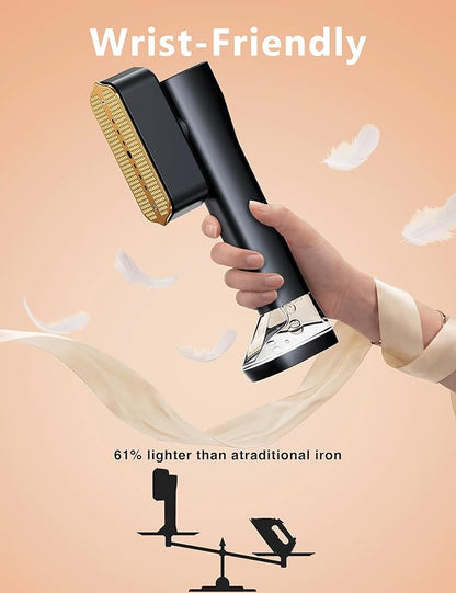 Steamer for Clothes,Portable Handheld Garment Steamer, 200ml Capacity,1000W 15s Fast Heat-UP, Leak-Proof Fabric Quick Wrinkle Remover Ceramic Panel, 2-in-1 Dry & Wet Iron for Home and Travel -Golden