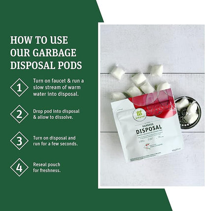 Grab Green Naturally-Derived, Mineral-Based Disposal Cleaner & Freshener Pods, Red Pear with Magnolia, 12 Pods (4-Pack)