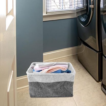 Happyyami Foldable Felt Laundry Basket Multi-Functional Storage Hamper for Dirty Clothes Portable Organizer for Bathroom Dorm and Bedroom Space-Saving Design Handles