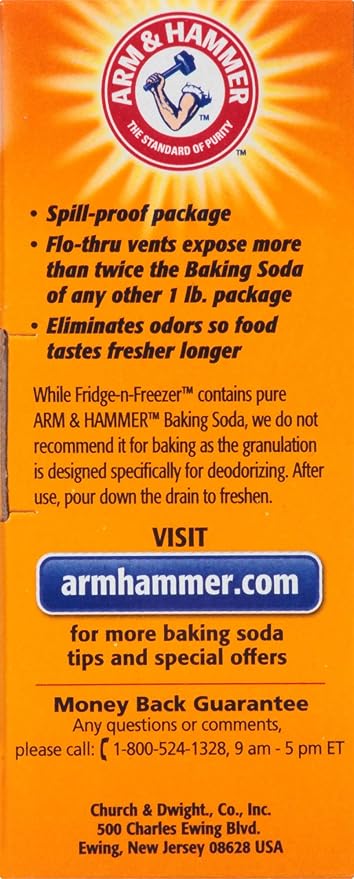 Arm & Hammer Baking Soda Fridge-n-Freezer Odor Absorber, Orange 14 oz, Pack of 12
