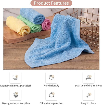 Bamboo Microfiber Cleaning Cloth,8 or 10Pcs Reusable Kitchen Wash Cloths,Wood Towels for Kitchen Window Glass Car (Blue,10inch, 8pcs)