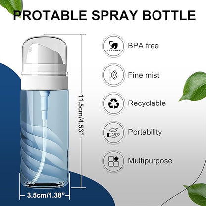 Yolaist 2 Pack 60ML Small Spray Bottle, Portable Refillable Travel Spray Bottle for Hair, Cleaning, Beauty, Fine Mist, Leak Proof, Lt. Blue and Lt. Green