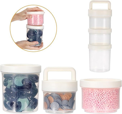 Portable Laundry Detergent Dispenser with Handle, Stackable Laundry Storage Containers for Apartments and Dorms, Small Plastic Detergents Organizer for Scent Booster Pods Tablets Powder-3 Tier