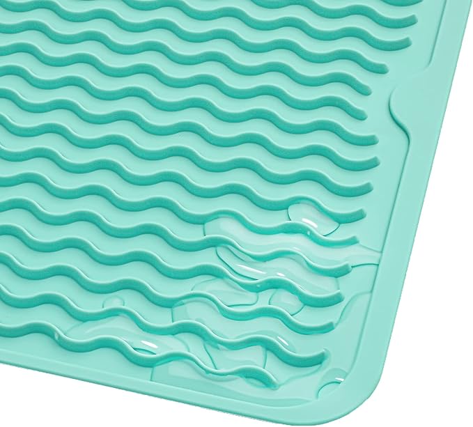 MicoYang Silicone Dish Drying Mat for Multiple Usage,Easy clean,Eco-friendly,Heat-resistant Silicone Mat for Kitchen Counter or Sink,Refrigerator or Drawer liner Mint M 12 inches x 12 inches