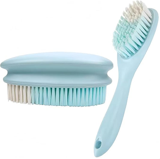 2 Pack Soft Bristle Cleaning Scrub Brush Laundry Brush Scrubber Brush for Clothes, Carpet and Fabric Stain Removal, Scrubbing Brush with Ergonomic Handle (Blue)