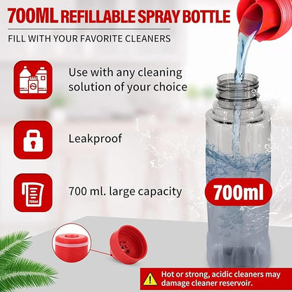 Spray Mops for Floor Cleaning, Microfiber Spray Cleaning Mop Kit with 3 Reusable Washable Pads 700ML Refillable Bottle and Scrubber Flat Mop with 360 Degree Swivel Head for Hardwood Laminate
