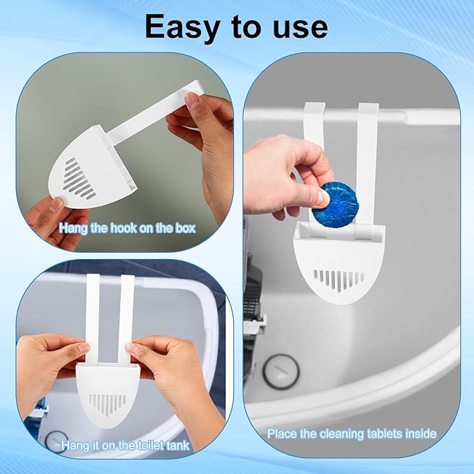 2 Sets Toilet Tank Tablet Holder, Hanging Toilet Bowl Carrier Hook Tablet Holder Hanger Bracket Caddy Avoids Dissolved from Polluting Water Tank Cleaning