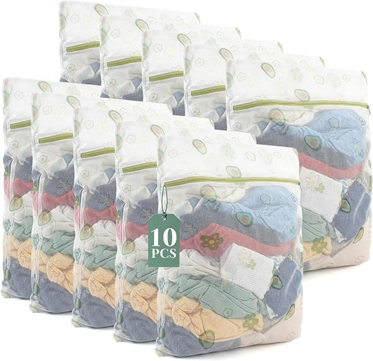 10PCS Mesh Laundry Bags for Delicates, 16"x20" Large Laundry Wash Bags with Zipper, Cute Reusable Laundry Bags for Clothes, Socks and Intimates, Premium Fine Mesh Wash Bag (40x50cm)
