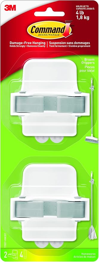 2 Pack Adhesive Broom Gripper Clips