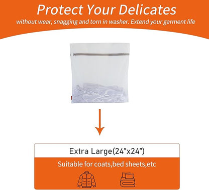 Polecasa 2Pcs 24 x 24 Inches Extra Durable Mesh Laundry Bags with Sturdy Zipper for Delicates, Laundry Room Essentials for College, Dorm(2 X-Large)