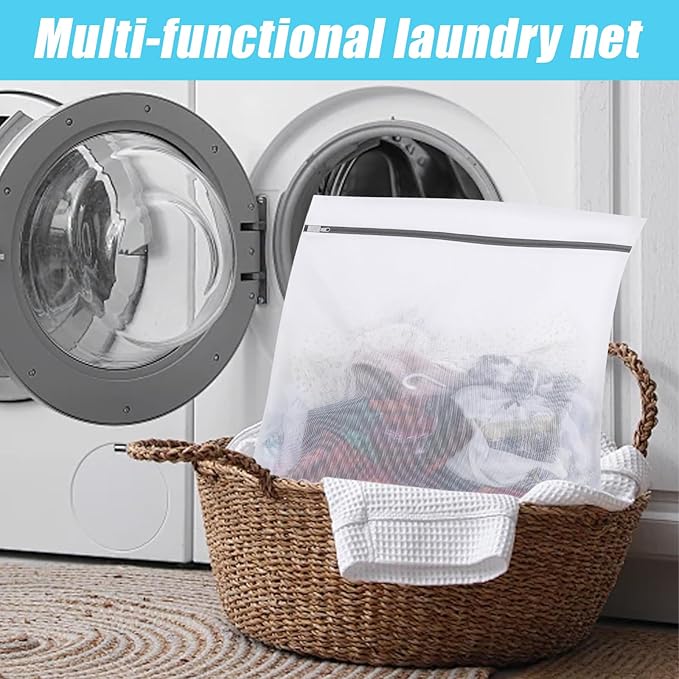 Laundry Bags Mesh Wash Bags, Lingerie Bag for Washing Delicates, White Net, 3M