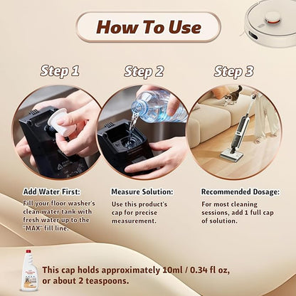 Snowlily 5 Pack Floor Cleaner Solution for Hardwood & Tile Floors, All Robot Vacuum Mops & Wet Dry Vacuum Cleaners, 1:100 Dilution Ratio