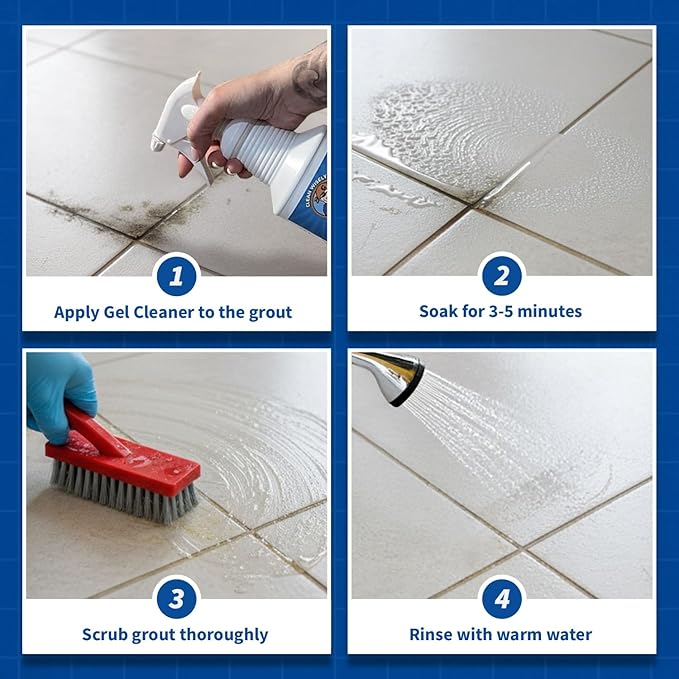 The Professional Grout Cleaner for Tile Floors, Acid-Free Floor Gel Cleaner Cleaning Solution for Tile, Marble, Porcelain & Stone, Deep-Clean Flooring Products Made in USA, Spray, 32 Oz