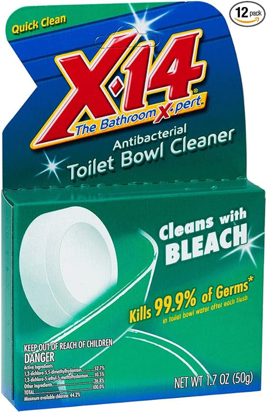 X-14 Bleach Automatic Toilet Bowl Cleaner, 1.7 OZ, 12-Pack