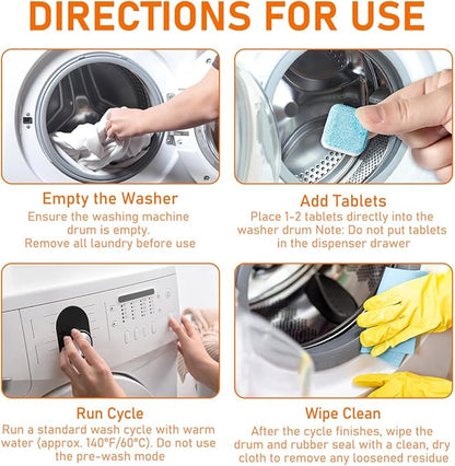 Washing Machine Cleaner Tablets 24 Pack, Deep Removes Residue, Grime and Odors,Washer Machine Cleaner for Front and Top Loader Washer Machines,6 Month Supply (2 PACK)