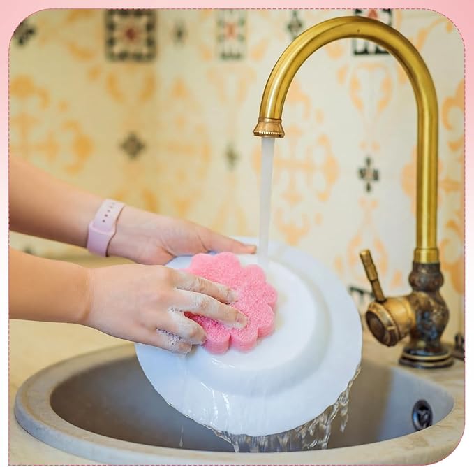 12 Pack Spring Flower Kitchen Sponges Bulk 3.15 x 4.7 Inch Scrub Sponge Dual Sided Scrubber Sponge Holiday Cleaning Sponges Dish for Dishwashing Kitchen Accessories Home Gift Decor