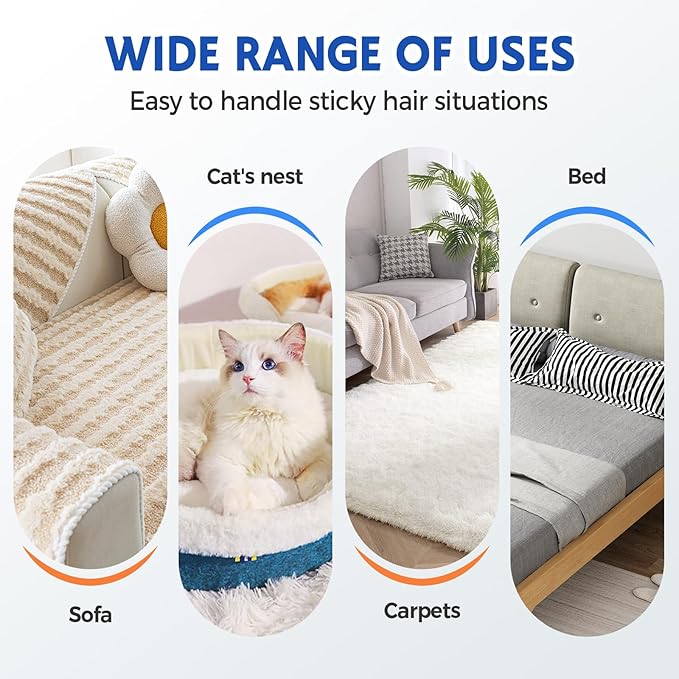 Pet Hair Remover, 2025 Upgraded Washable Lint Brush Cat Hair Remover, Pet Hair Remover for Furniture, Reusable Long Handle Dog and Cat Hair Remover Brush, Multifunctional Hair Removal Brush (3)