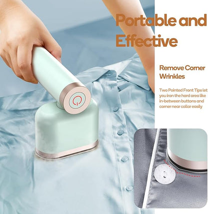 Newbealer Steamer for Clothes, 1200W Portable Steam Iron, 2 Steam Levels, Horizontal and Vertical Steaming, Dry Ironing, 15s Heat Up, Rotatable, 302°F Garment Wrinkle Remover, Green (120V Only)