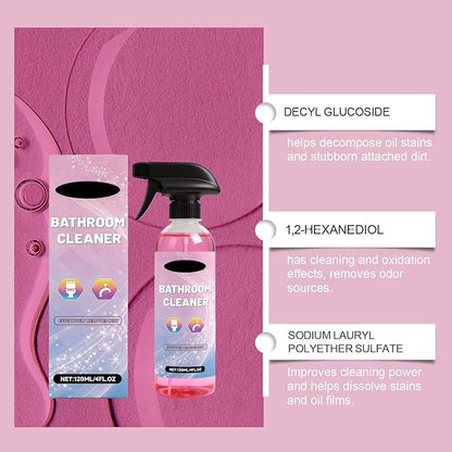 Bathroom Cleaner Foam Spray, Pink Limescale & Soap Scum Remover, No-Rinse Descaler for Toilet, Shower, Sink, Bathtub, Tile & Glass Surfaces, Powerful Yet Gentle Formula (2Pcs)