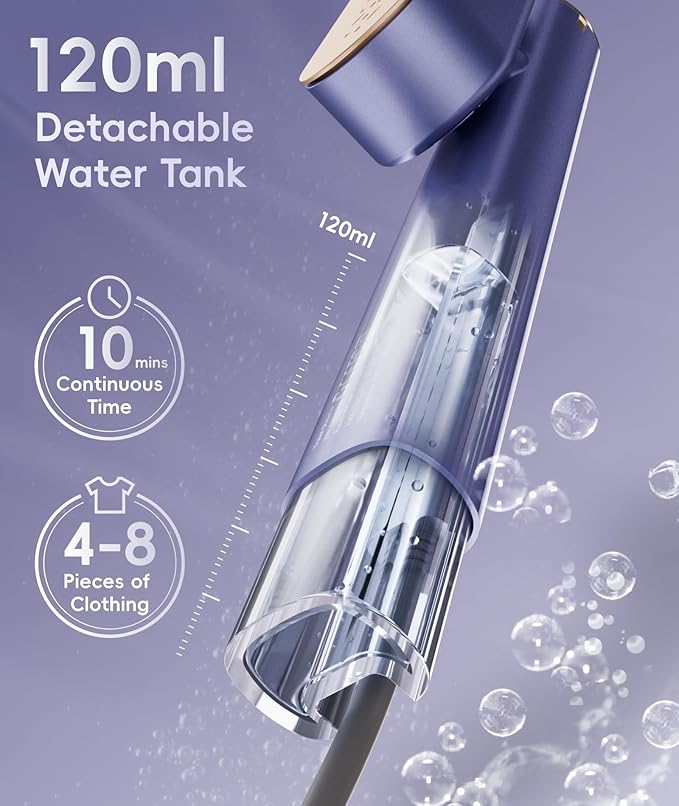 Steamer for Clothes, 1000W Portable Garment Steamer Travel Size, 100-240V Dual Voltage, 120ml Tank Handheld Steam & Iron 2 in 1, for Home, Business, Global & Europe Traveling, Blue