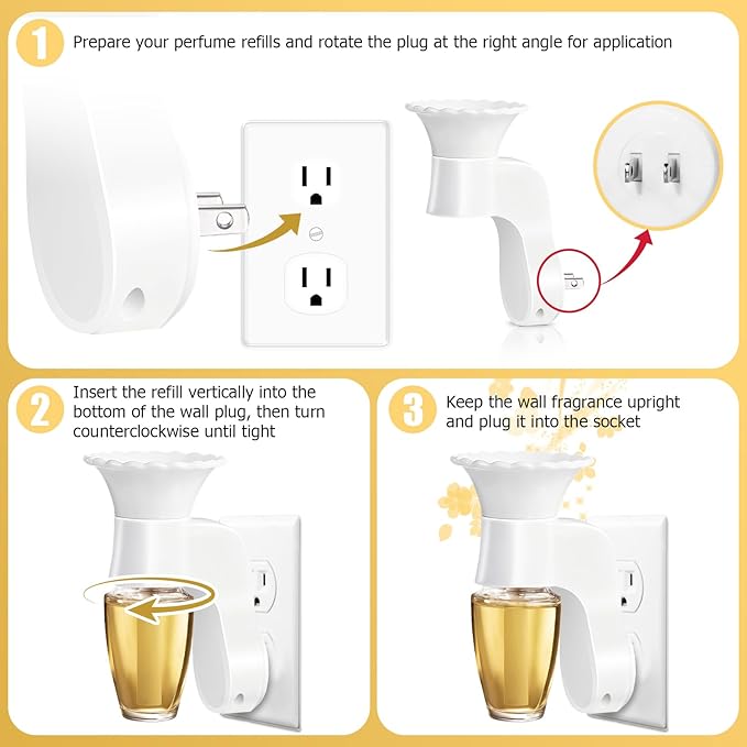 SCENTORINI Wall Fragrance Plug in, 4 Pack Rotatable WallFlower Plug in Compatible with Bath and Body Works WallFlower Fragrance Refills, ETL Certified, Fragrance Diffuser Plug for Home, Room, Office