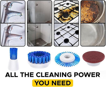 RICHOOSE Cordless Electric Spin Scrubber with 6 Brush Heads & 2 Rechargeable Batteries, Power Scrubber for Shower Tile Grout Tub Bathroom Cleaning, IPX7 Waterproof Handheld Scrubber