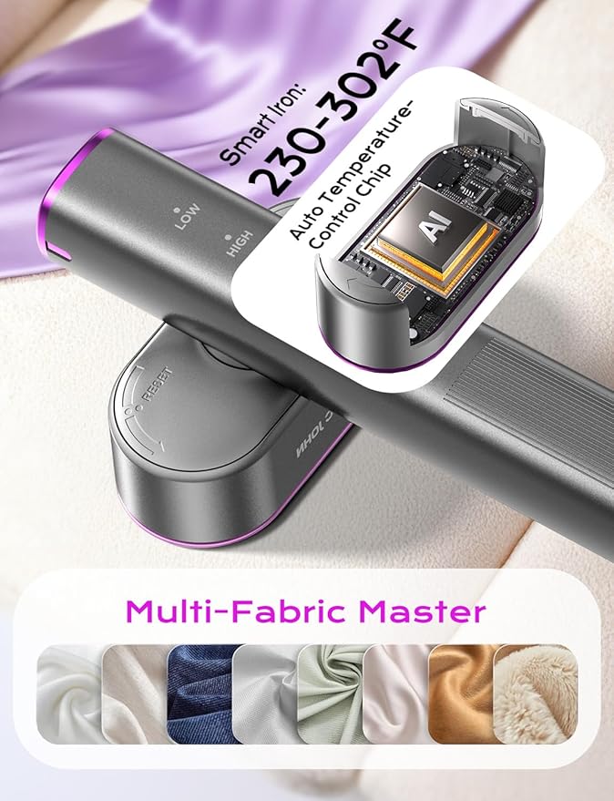 MAGIC JOHN Travel Steamer for Clothes, 100-240V Dual Voltage Portable Garment Steamer, 1000W Travel Size Handheld Steamer & Iron 2 in 1 for Global & Europe Travel, Business, Home