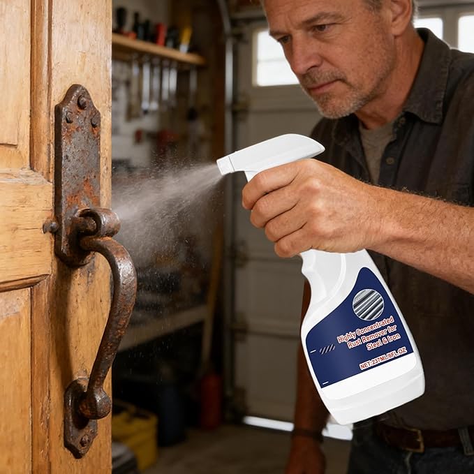 Rust Remover - Metal Cleaner | 237ML Rust Stain Eliminator For Steel Iron Aluminum, Car Bathroom Kitchen Oven Sink, Heavy Duty Solution, Easy Spray Application, Multi Use