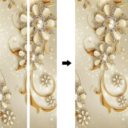 A.Monamour 3D Door Stickers for Interior Doors Luxury Flowers Golden Ornaments Vinyl Waterproof Self Adhesive Door Mural Decals for Bedroom Office Bathroom 85x215cm