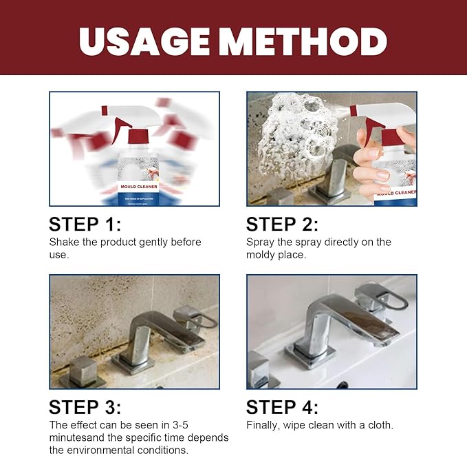 RAINPOT Mould Cleaner Spray Powerful Foam Cleaning Spray | Multi-Surface Fast-Acting Stain Remover for Kitchen, Bathroom, Wall and Tile Cleaning, No Scrubbing Required (1, 2.04oz)