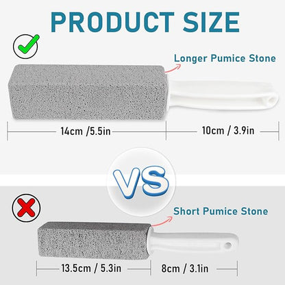 2 Pack Pumice Cleaning Stone with Handle, Toilet Bowl Cleaner Toilet Brush with Non-Slip Long Plastic Handle for Kitchen/Bath/Pool/Household Cleaning