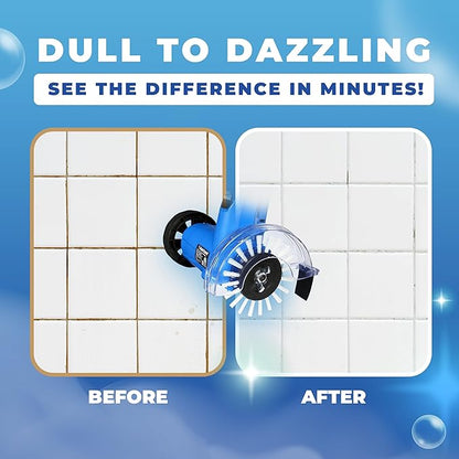 Electric Stand-Up Grout Cleaning Machine – Compact Lightweight Floor Scrubber for Tile, Bathroom & Kitchen Grout Lines | Easy-to-Use Deep Cleaner for Ceramic & Porcelain Tile Floors (Small)