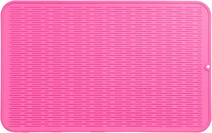 MicoYang Silicone Dish Drying Mat for Multiple Usage,Easy clean,Eco-friendly,Heat-resistant Silicone Mat for Kitchen Counter or Sink,Refrigerator or Drawer Liner Rose 3XL 28 inches x 18 inches