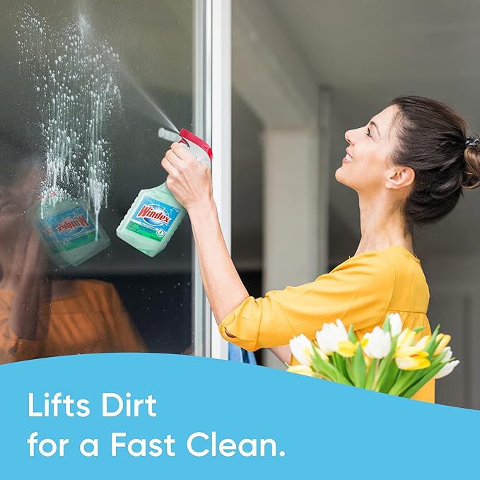 Windex Multipurpose Cleaner Disinfectant Spray Trigger Bottle, New Foaming Action Formula, Surface Cleaning Spray, Glade Rainshower Scent, 32 Fl Oz