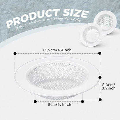 Retisee 2 Pcs Sink Strainer Stainless Steel Kitchen Sink Drain Strainer Basket Cover Mesh Hair Food Catcher, Large Wide Rim of 4.4 Diameter(Porcelain White)