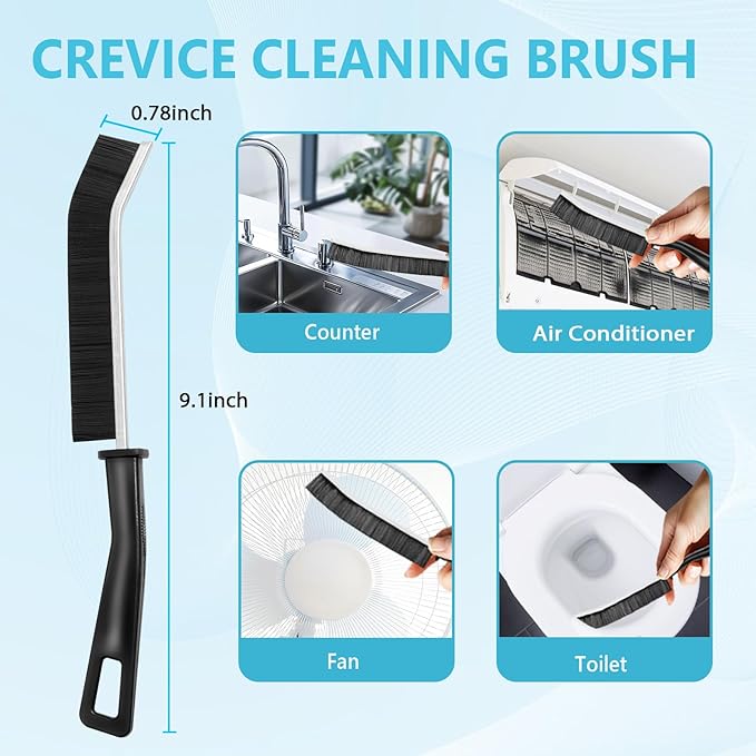 9PCS Crevice Cleaning Brush, Hard Bristle Scrub Brushes Tools for Deep Cleaning Gap, Multifunctional Grout Brush for Home, Bathroom, Kitchen, Window and Corners