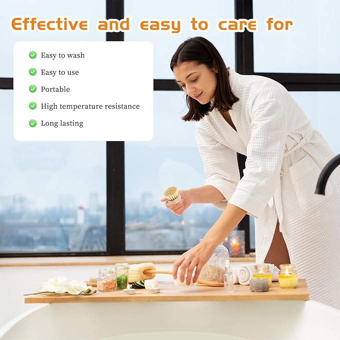 12 Packs Bamboo Dish Scrub Brushes, Wok Brush, Wooden Scrubbers Set Bamboo Scrub Brush Clean Pan for Kitchen Sink Cleaning Cast Iron Pots and Pans