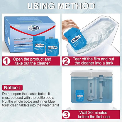 KIISIISO Toilet Bowl Cleaners 6 Bottles, Automatic Long-Lasting Toilet Bowl Cleaner Tablets in Bottle, for About 6 Months' Supply, Blue