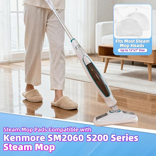 LOVECO 4 Pack Steam Mop Pads Compatible with Kenmore SM2060 S200 Series Steam Mop and Bissell Powerfresh Steam Mop, Widely Compatible Washable Steam Mop Replacement Pads for Scratchfree Floor Cleaning