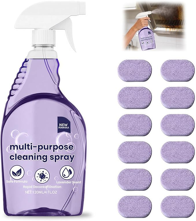 KUNAL All-In-One Multi Purpose Cleaning System with Cleaning Tablets,Spray Oven Cleaner, Multi-Surface Cleaners Spray for Every Stain-Cleaner(1 Bottle+12Tablet)
