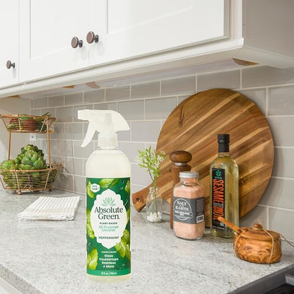 Absolute Green All Purpose Cleaner Spray, Non-Toxic, Kitchen, Bathroom, Countertop, Windows, Safe around Kids and Pets, Natural Peppermint Scent, 25 oz (1 Pack)
