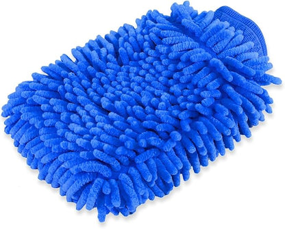 House Cleaning and Car Wash Mitts, Home Dusting Microfiber Gloves, Washing Clean Polish Faster (2-Pack, Blue)